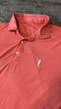 No Laying Up NLU Golf Polo Men's XL Washed Coral Red Golfer Silhouette